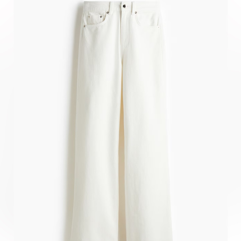 H&M Cream Flare Wide-Leg Jeans